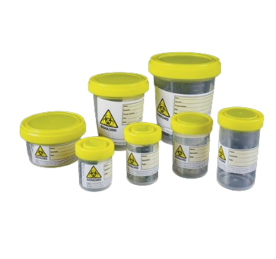 PP containers for histology with screw cap and BIOHAZARD label 120cc
