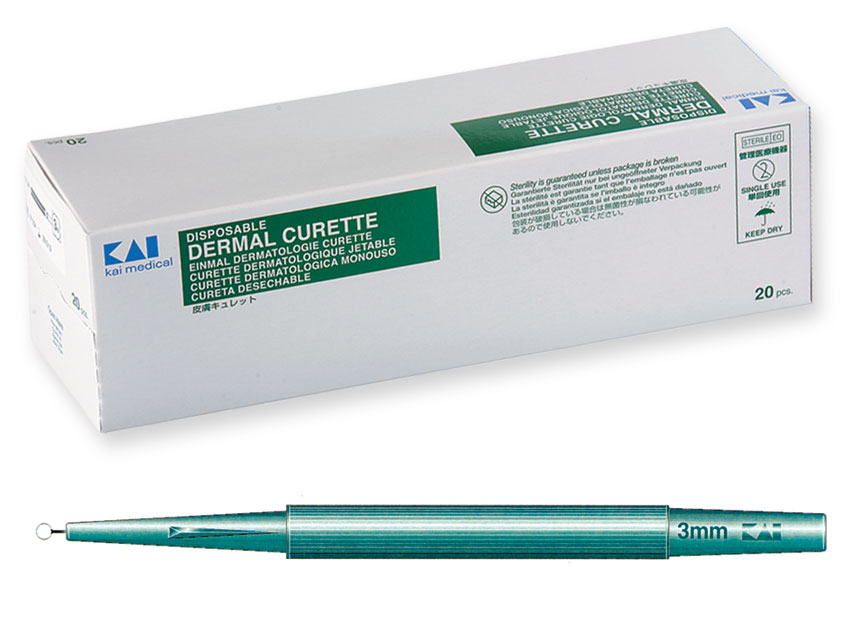KAI Dermatological Curette diameter 3 mm sterile disposable
