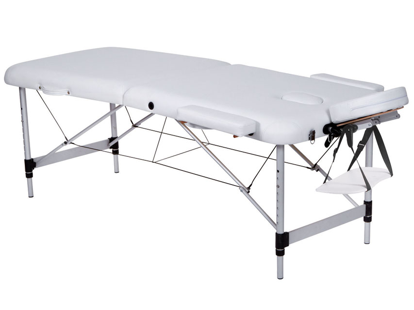 2 SECTION ALUMINIUM MASSAGE BED - white