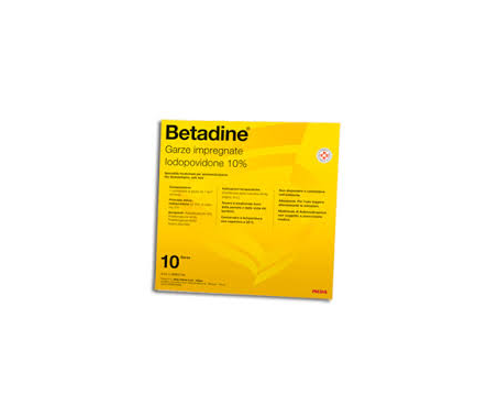Betadine-impregnated gauze 10 x 10 cm
