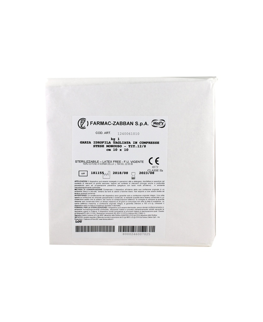 Stretched cut gauze 10x10 in 1 kg packs
