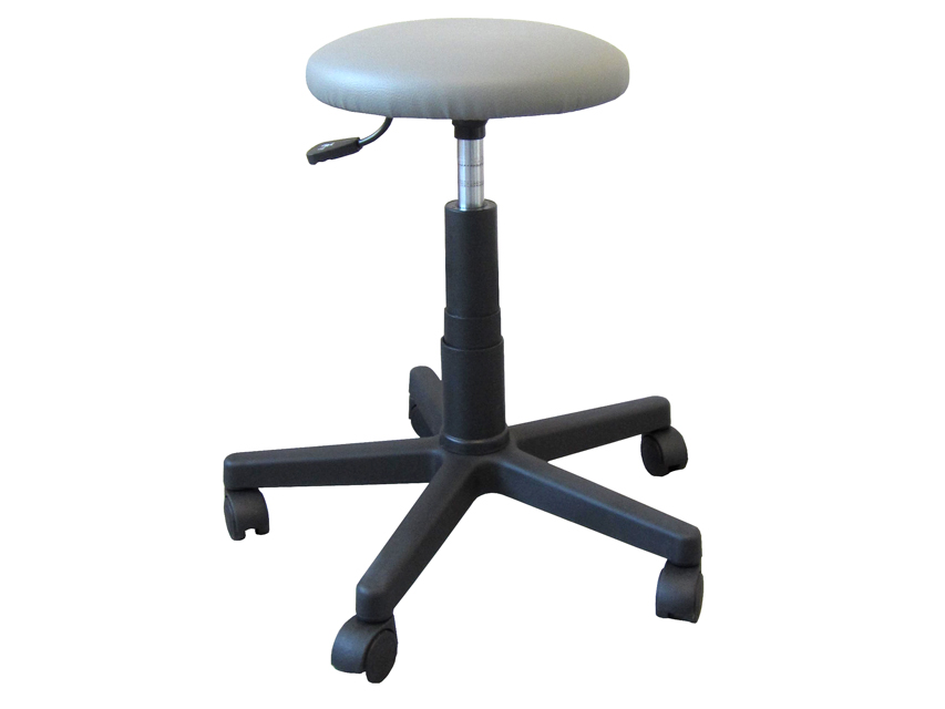 STOOL - upholstered seat with castors - grey