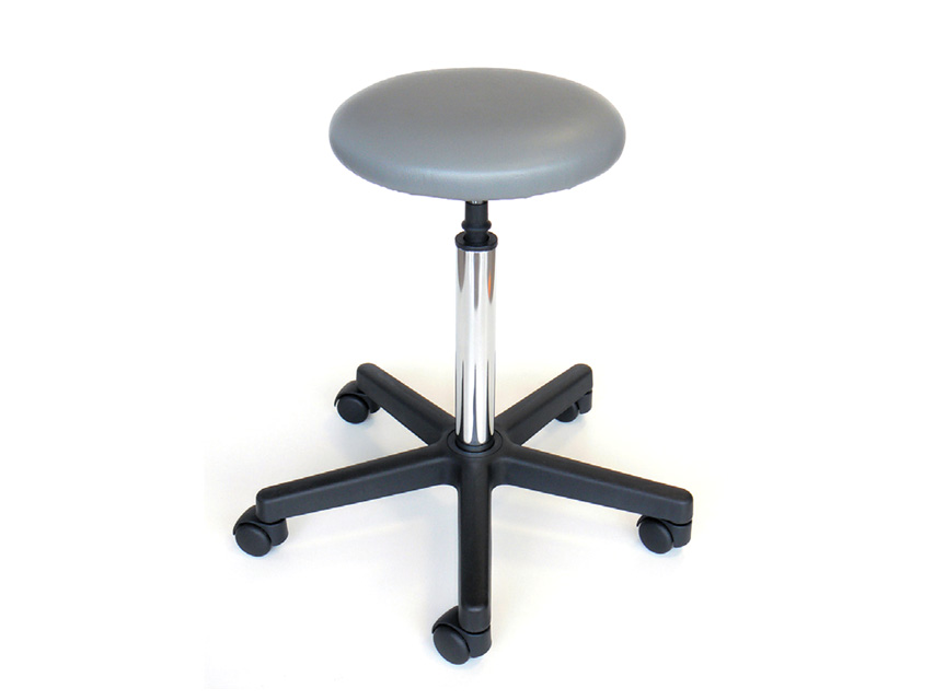 STOOL - upholstered seat with castors - grey