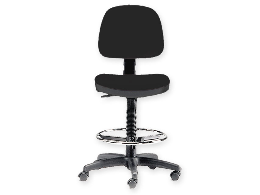 STOOL with backrest and ring - black