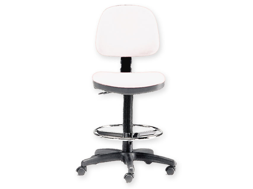 STOOL with backrest and ring - white