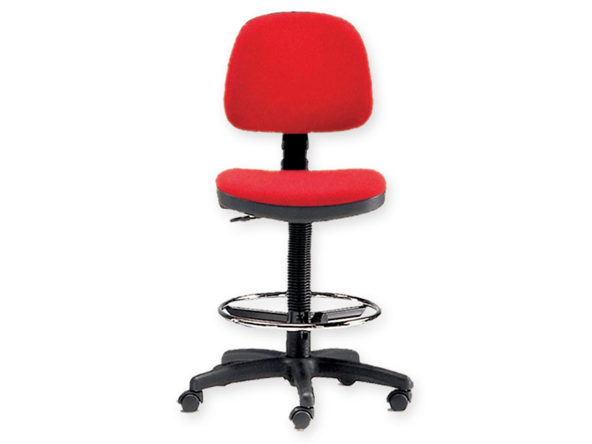 STOOL with backrest and ring - red
