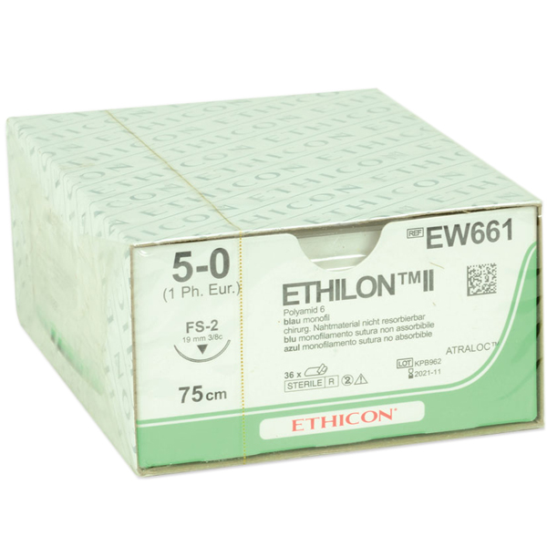 Suture Nylon DS24 USP 3-0 cm75 needle 3/8 Blue

