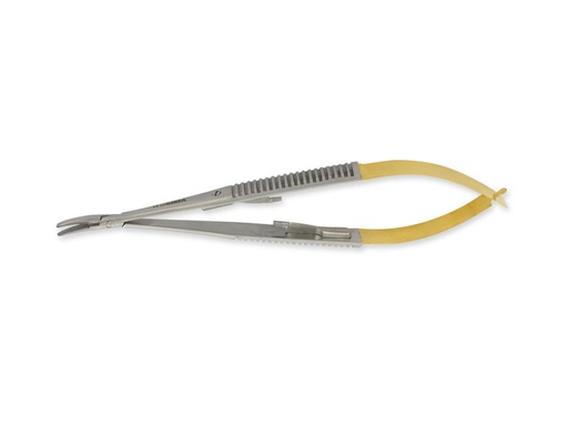 [26552] CASTROVIEJO C.T. CURVED NEEDLE HOLDER - 14 cm - smooth points
