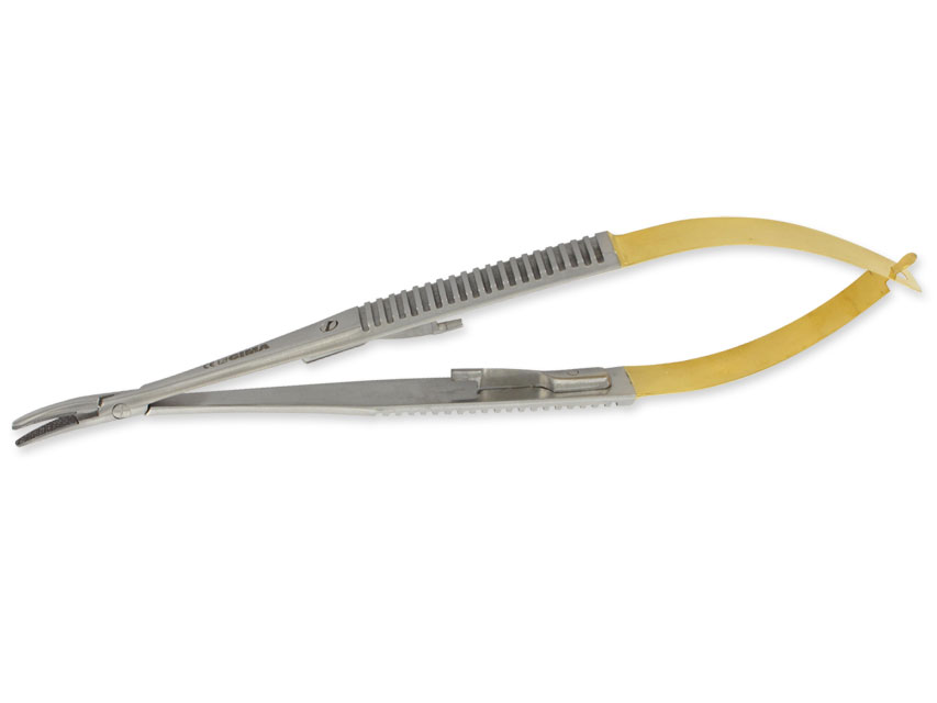 [26557] CASTROVIEJO C.T. CURVED NEEDLE HOLDER - 21 cm - knurled points