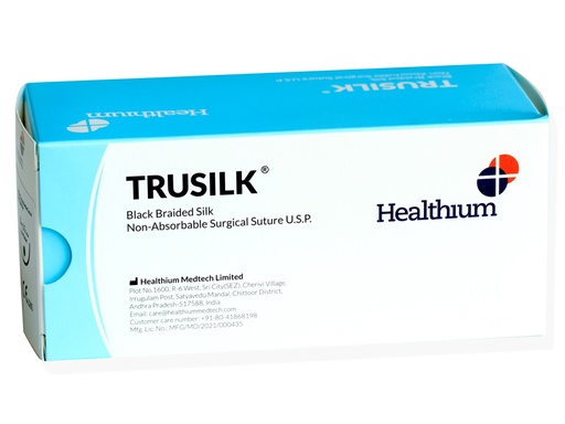 [GM-31485] NON-ASSOCIATED SUTURE TRUSILK 6/0 gauge, 3/8 bend, 16 mm needle - 45 cm - black