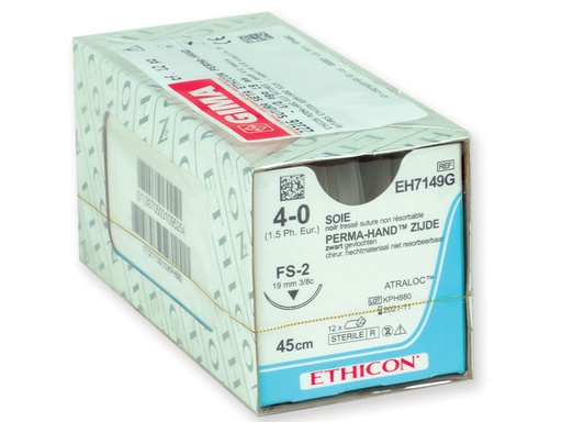 [GM-31493] ETHICON PERMA-HAND SILK SUTURE - 4/0 needle 19 mm