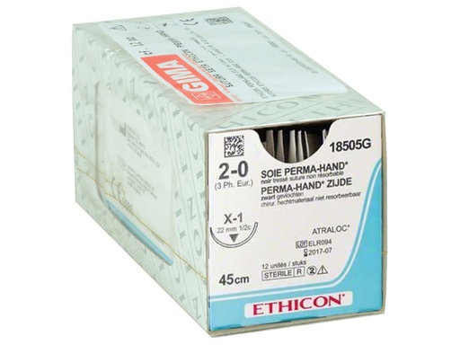 [GM-31533] ETHICON PERMA-HAND SILK SUTURE - 2/0 needle 22 mm