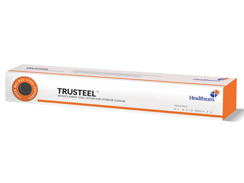 [22795] NON-ASSISTED SUTURE TRUSTEEL 6 gauge, 1/2 bend, 48 mm needle - 75 cm - natural