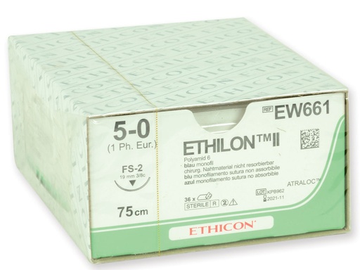 [22305] ETHICON ETHILON SINGLE THREAD SUTURE - 5/0 needle 19 mm
