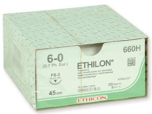 [22300] ETHICON ETHILON SINGLE THREAD SUTURE - 6/0 needle 16 mm