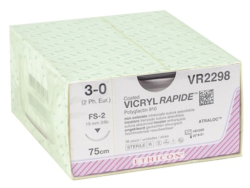 [22375] ETHICON VICRYL RAPID ABSORBABLE SUTURE - 3/0 needle 19 mm