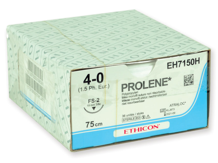 [22320] ETHICON PROLENE BLUE SINGLE THREAD SUTURE - 4/0 needle 19 mm FS-2 45 cm