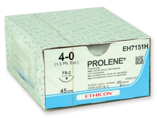 [GM-31642] ETHICON PROLENE BLUE SINGLE THREAD SUTURE - 4/0 needle 19 mm - 75 cm