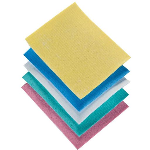 [DET08001] Panno spugna col. assortiti (giallo, verde e rosa) 16x18 cm