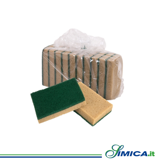 [DET05211] Spugna abrasiva giallo verde c/impugnatura 9,5x6,5x4 cm