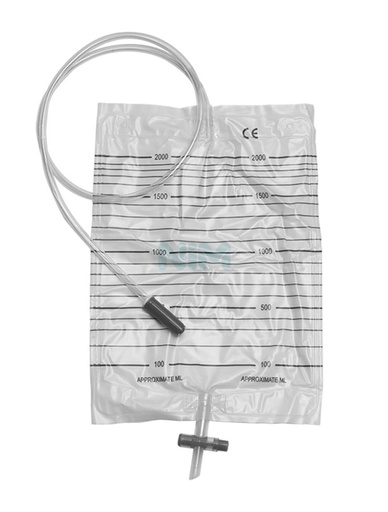 [DMM07005] Standard bed bag s/valve - s/rub.drain 2000 ml hose 90 cm (bulk)