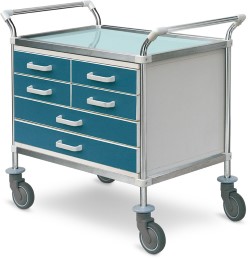 [DET06004] Six-drawer steel trolley with bilaminate drawers