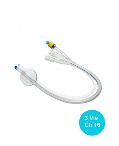 [DMM09068] 3-way silicone foley catheter 41 cm ch 16 balloon 30 ml Couvelaire tip