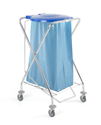 [DET06047] Dust 120L round chrome trolley with lid and foot pedal