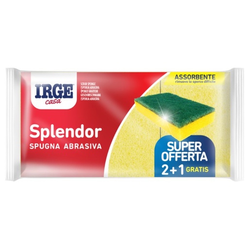 [DET05240] Spugna splendor abrasiva giallo verde 12x8x2,5cm