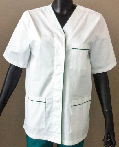 Casacca "Rosa" con scollo a V - bottoni coperti - 100% cotone