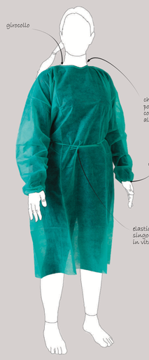 [MGI04010] Camice corsia monolaccio PLP verde 30gr/mq