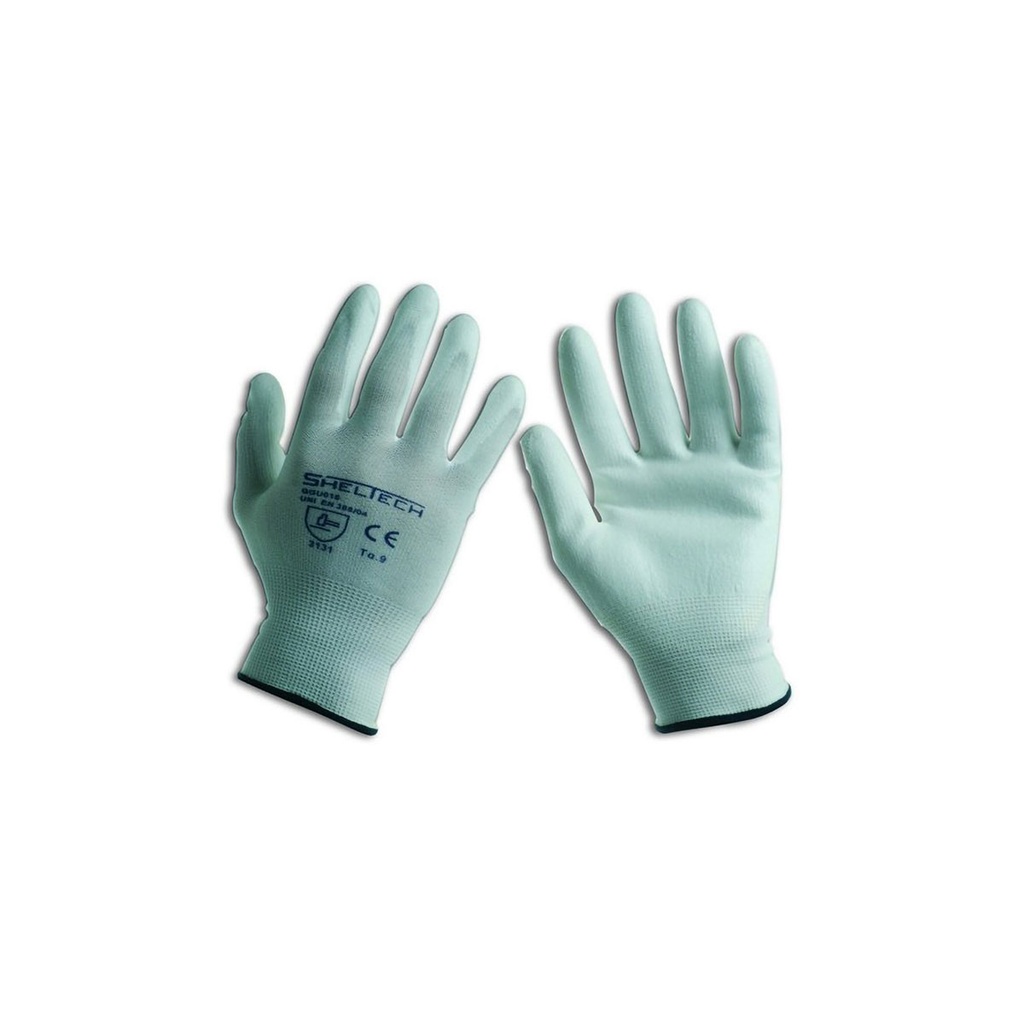 [ABB03079] Sheltech nylon/polyurethane white gloves size 9
