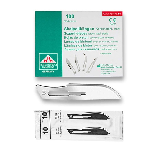 [ELCON-110-110] Heinz Herenz Sterile Carbon Steel Disposable Scalpel Blades No.10
