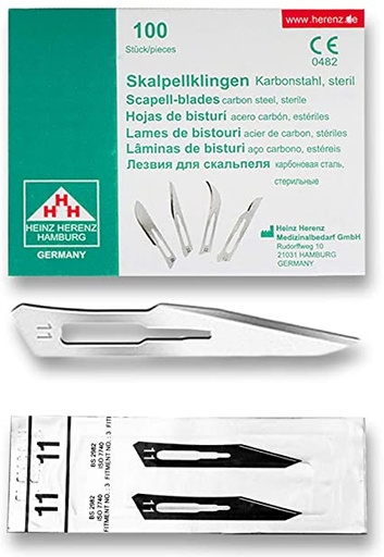 [ELCON-110-111] Heinz Herenz Sterile Carbon Steel Disposable Scalpel Blades No. 11