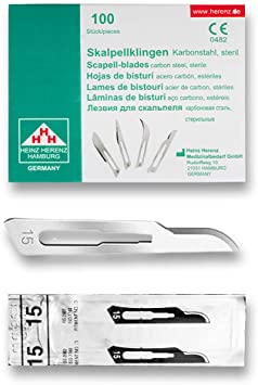 [BB-ELCON-110-115] Heinz Herenz Sterile Carbon Steel No.15 Disposable Scalpel Blades