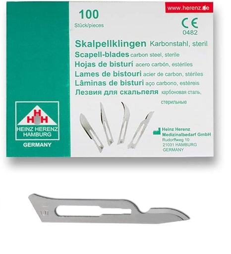 [ELCON-04-HER-00002] Heinz Herenz Sterile Carbon Steel Disposable Scalpel Blades No.15-C