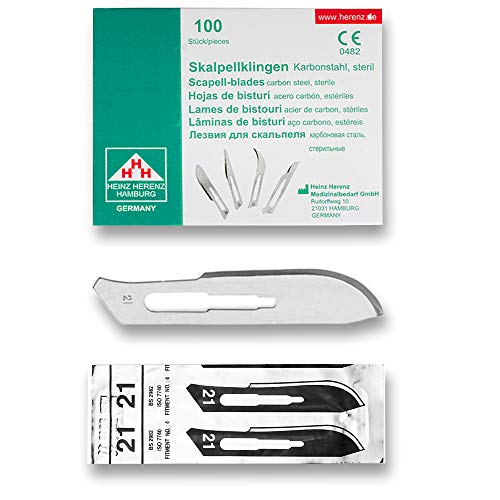 [ELCON-110-121] Heinz Herenz Sterile Carbon Steel Disposable Scalpel Blades No. 21