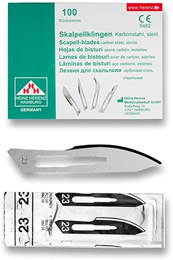 [BB-ELCON-110-123] Heinz Herenz Sterile Carbon Steel Disposable Scalpel Blades No. 23