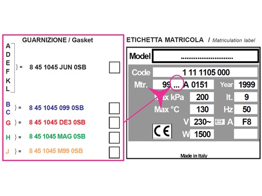 [35747] SEALING FOR AUTOCLAVE H100, serial number A,D,E,F,K,L