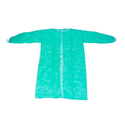 [MGI01143] Green IsoGown visitor coat with jersey cuffs size L