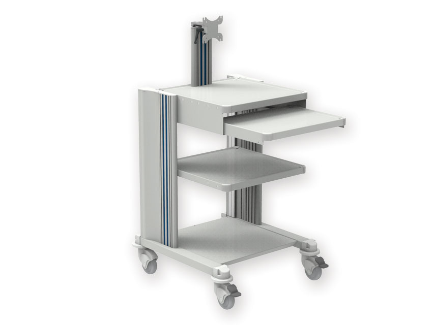 [27887] PRO TROLLEY 2 shelves, keyboard, monitor stand, drawer