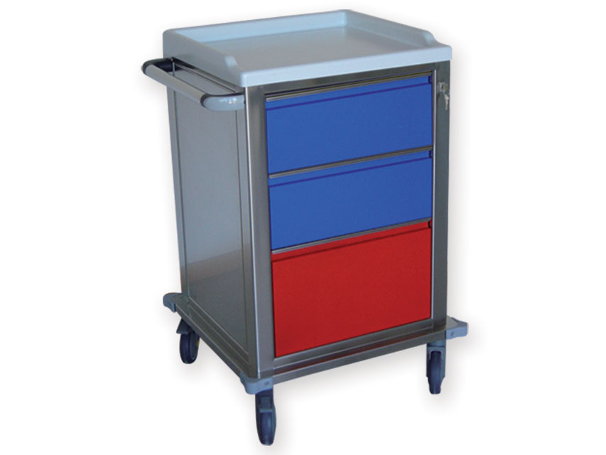 [45624] MODULAR STAINLESS STEEL TROLLEY 2+1 drawers
