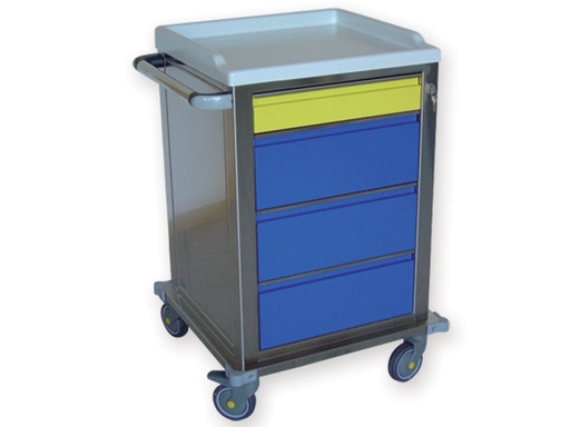 [45621] MODULAR STAINLESS STEEL TROLLEY 1+3 drawers