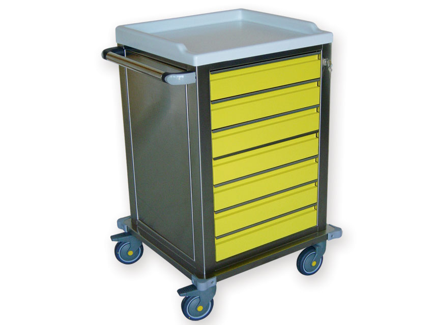 [45620] MODULAR STAINLESS STEEL TROLLEY 7 drawers