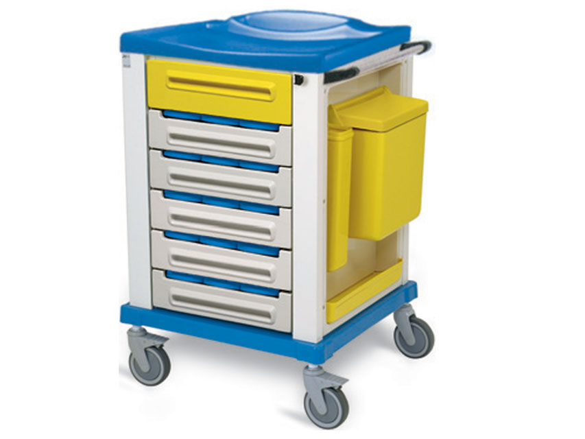 [27494] PHARMACY TROLLEY small 15 compartments
