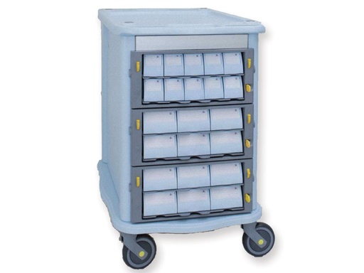 [45730] DOUBLE FACE PHARMACY TROLLEY 3+22 drawers