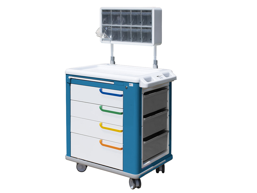 [45713] Standard MEDICATION TROLLEY white/blue