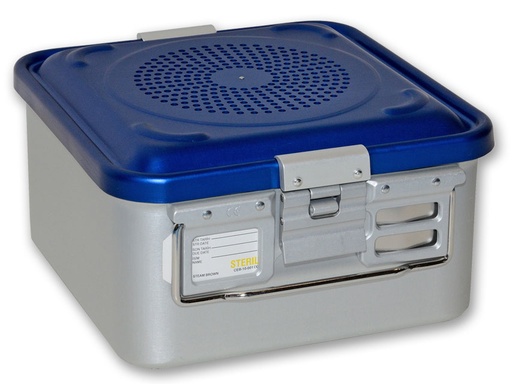[37032] CONTAINER WITH FILTER small h150 mm blue perforated