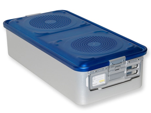 [37132] CONTAINER WITH FILTER large h150 mm blue perforated