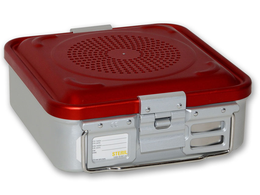 [37010] CONTAINER WITH FILTER small h100 mm red